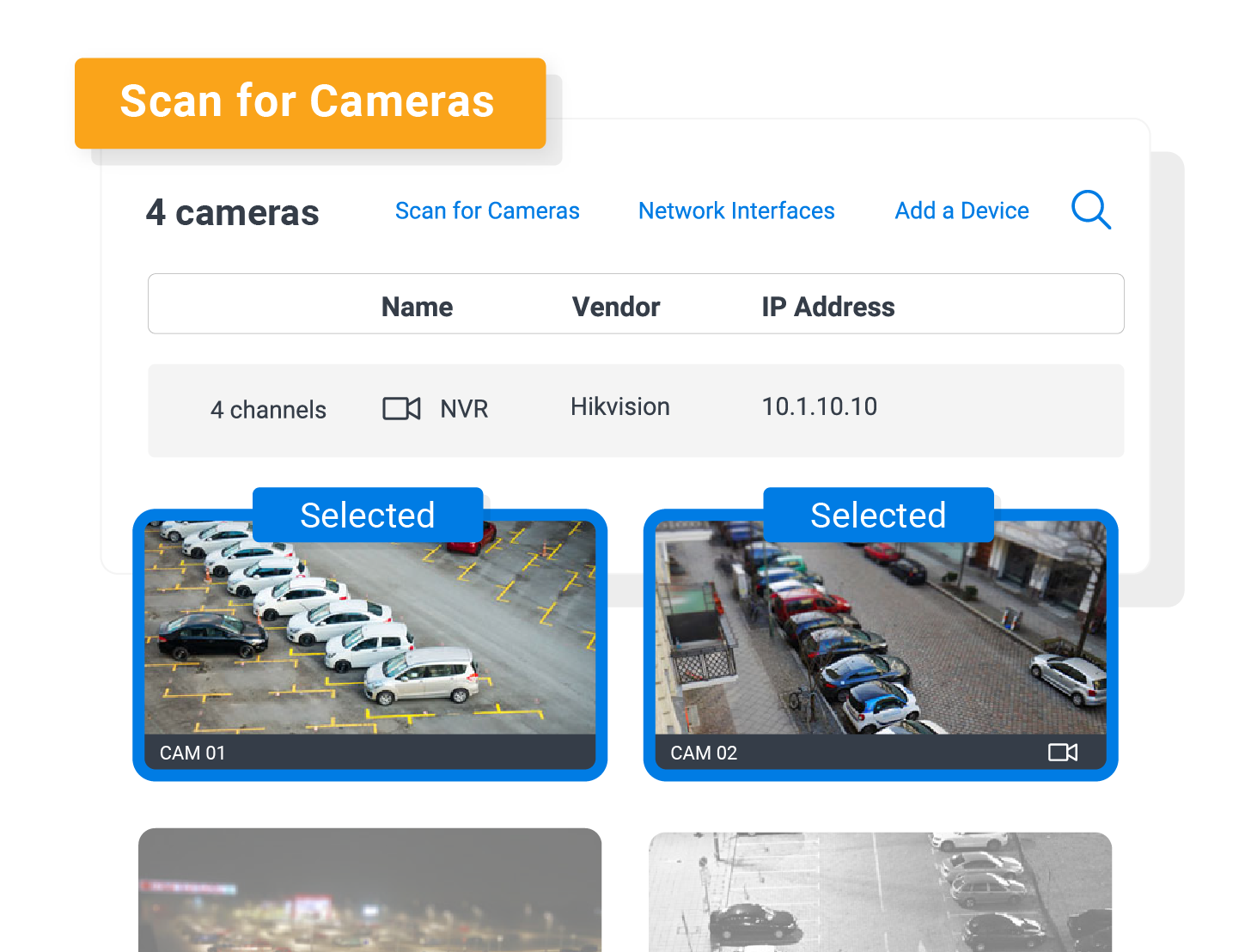 spot auto detecting camera streams